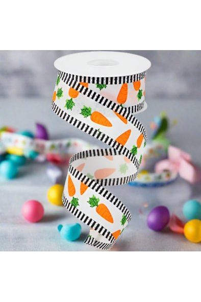 Shop For 1.5" Carrots Thin Stripe Ribbon: White (10 Yards) at Michelle's aDOORable Creations