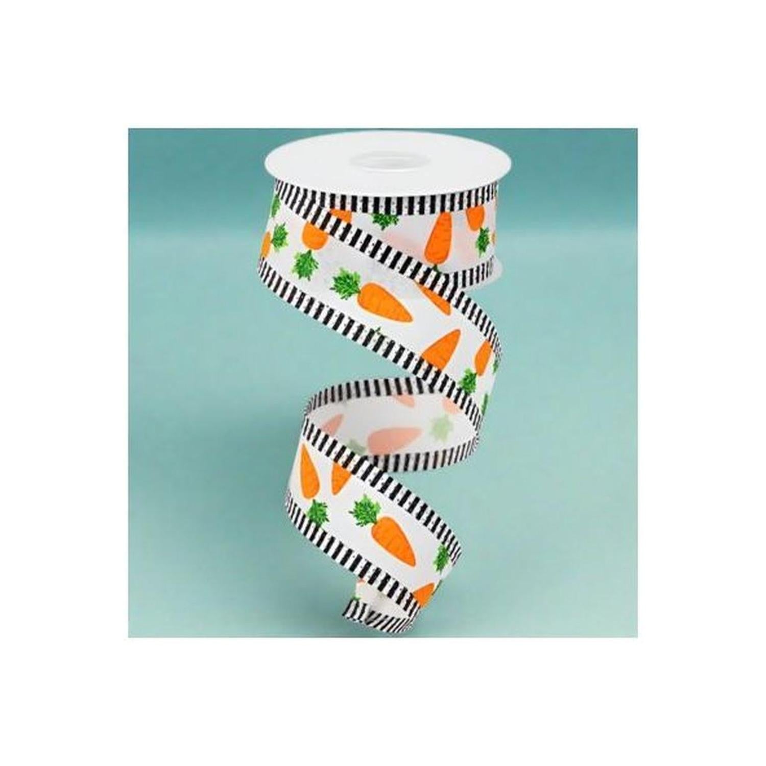 Shop For 1.5" Carrots Thin Stripe Ribbon: White (10 Yards) at Michelle's aDOORable Creations