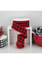 Shop For 1.5" Check with Poms Ribbon: Red (10 Yards) RN585871