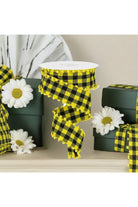 1.5" Check with Poms Ribbon: Yellow (10 Yards) - Michelle's aDOORable Creations - Wired Edge Ribbon
