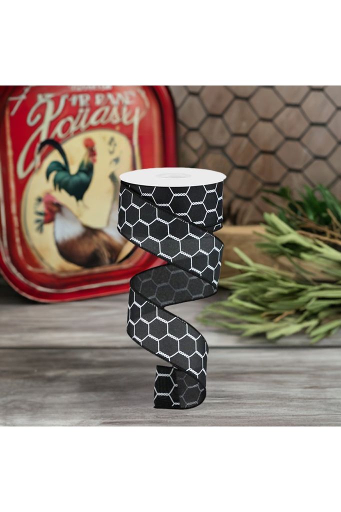 Shop For 1.5" Chicken Wire Ribbon: Black & White (10 Yards) at Michelle's aDOORable Creations