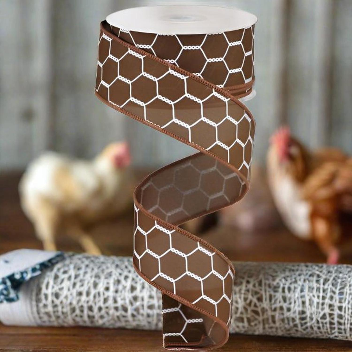 1.5" Chicken Wire Ribbon: Chocolate (10 Yards)