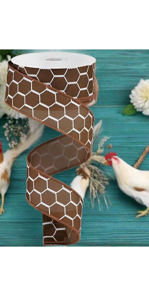 1.5" Chicken Wire Ribbon: Chocolate (10 Yards) - Michelle's aDOORable Creations - Wired Edge Ribbon