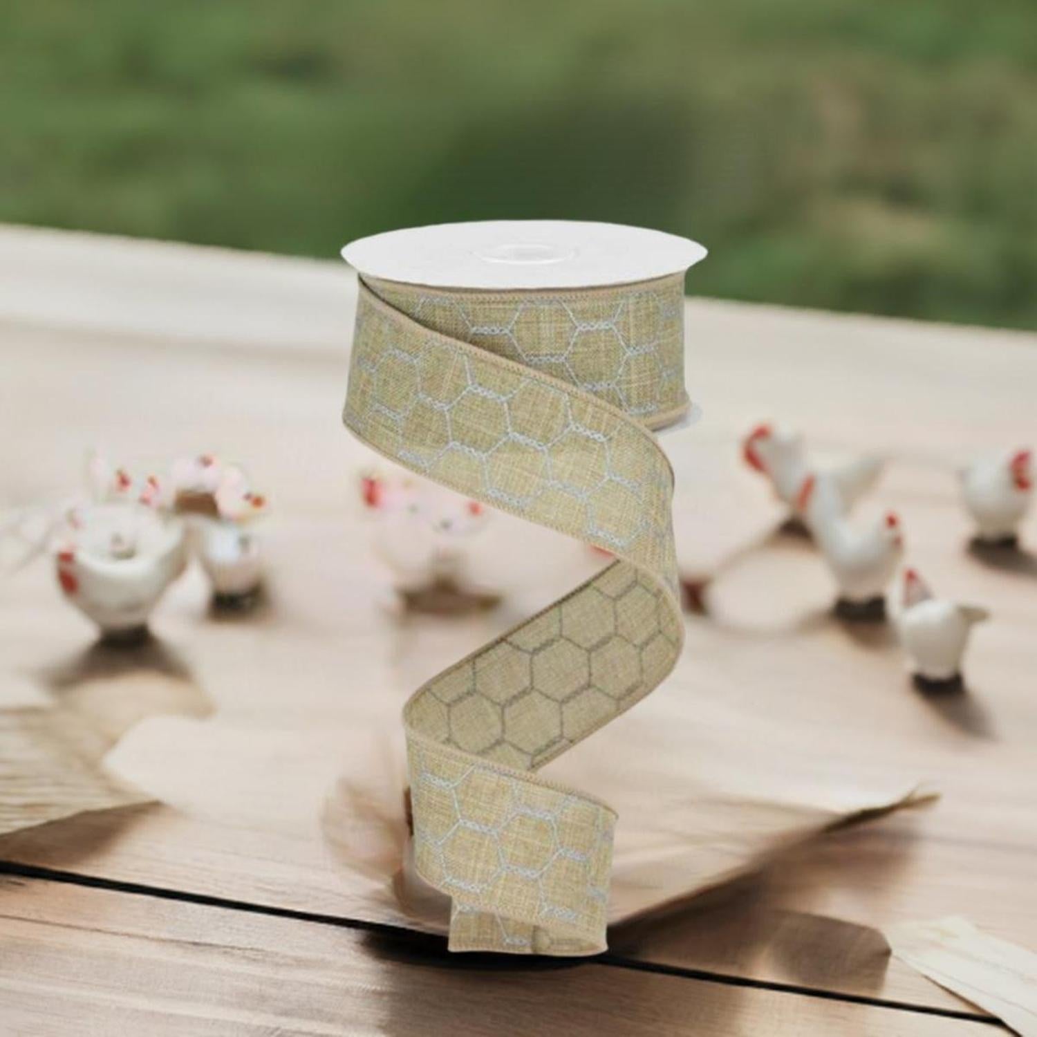 Shop For 1.5" Chicken Wire Ribbon: Light Beige (10 Yards) at Michelle's aDOORable Creations