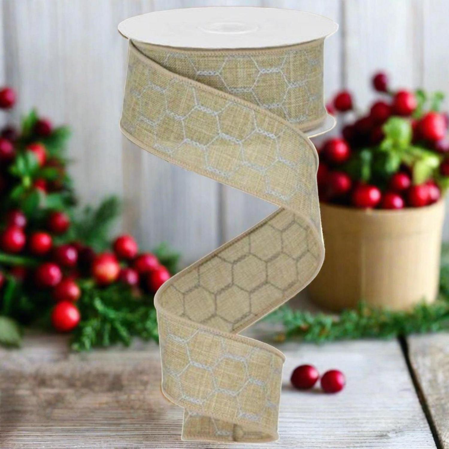 Shop For 1.5" Chicken Wire Ribbon: Light Beige (10 Yards) at Michelle's aDOORable Creations