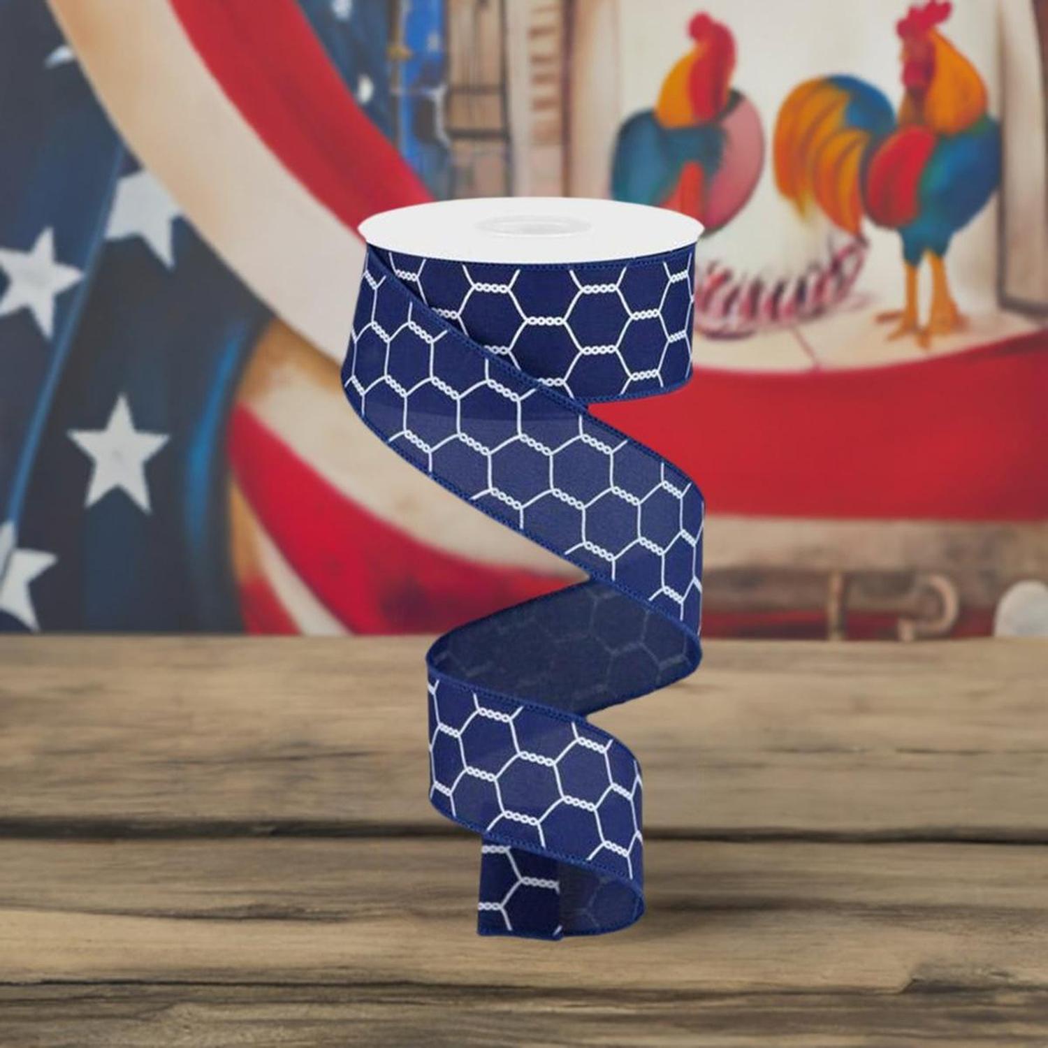 Shop For 1.5" Chicken Wire Ribbon: Navy Blue (10 Yards) at Michelle's aDOORable Creations