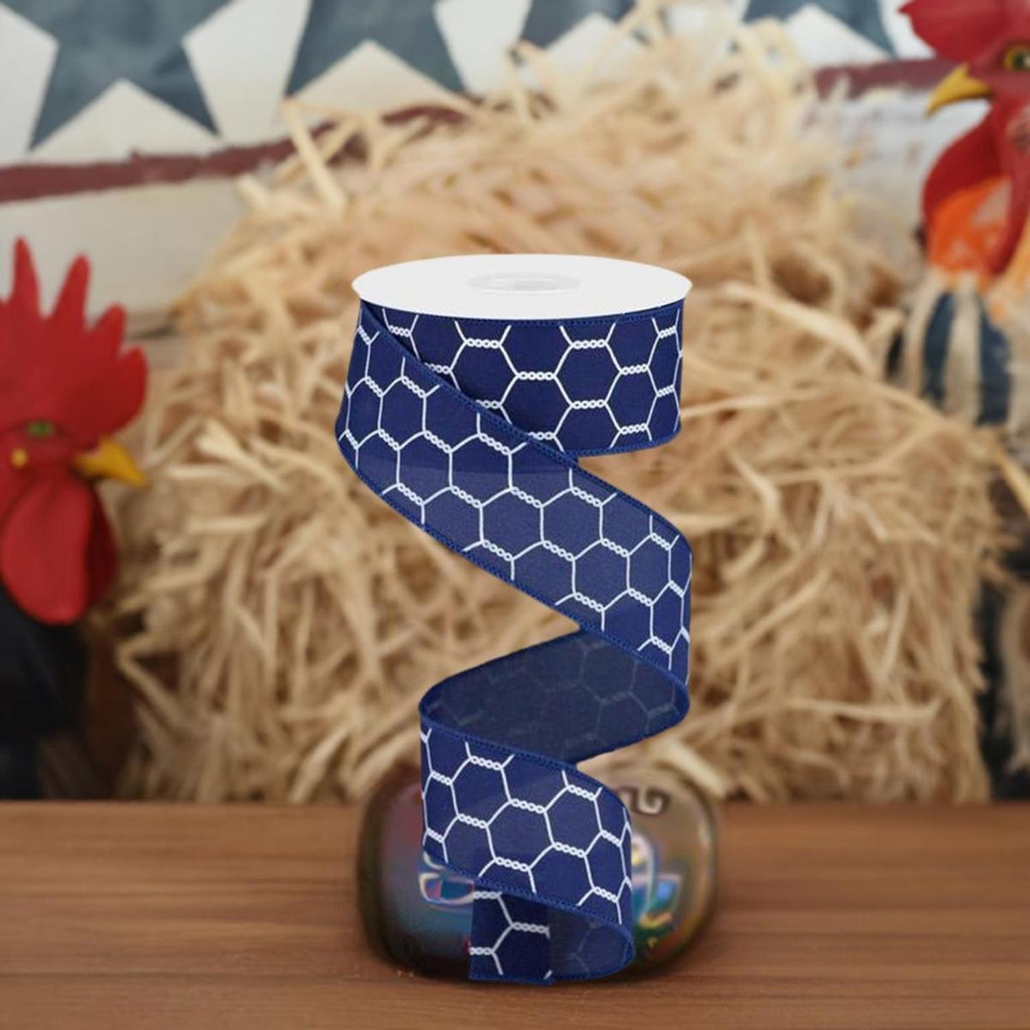 Shop For 1.5" Chicken Wire Ribbon: Navy Blue (10 Yards) at Michelle's aDOORable Creations
