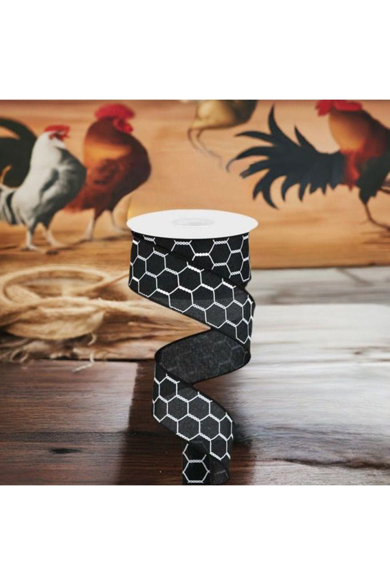 Shop For 1.5" Chicken Wire Royal Ribbon: Black/White (10 Yards) at Michelle's aDOORable Creations