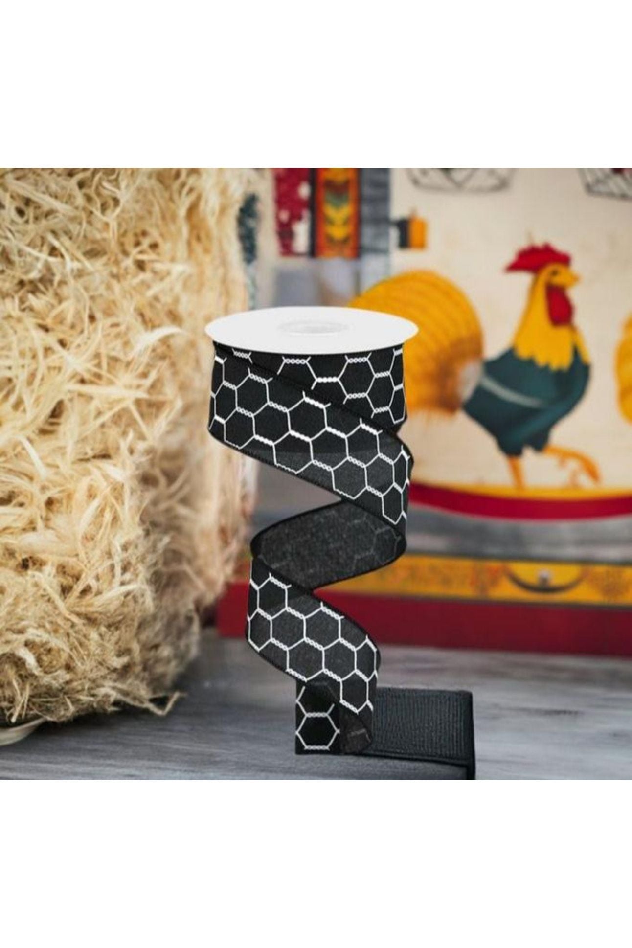 Shop For 1.5" Chicken Wire Royal Ribbon: Black/White (10 Yards) at Michelle's aDOORable Creations