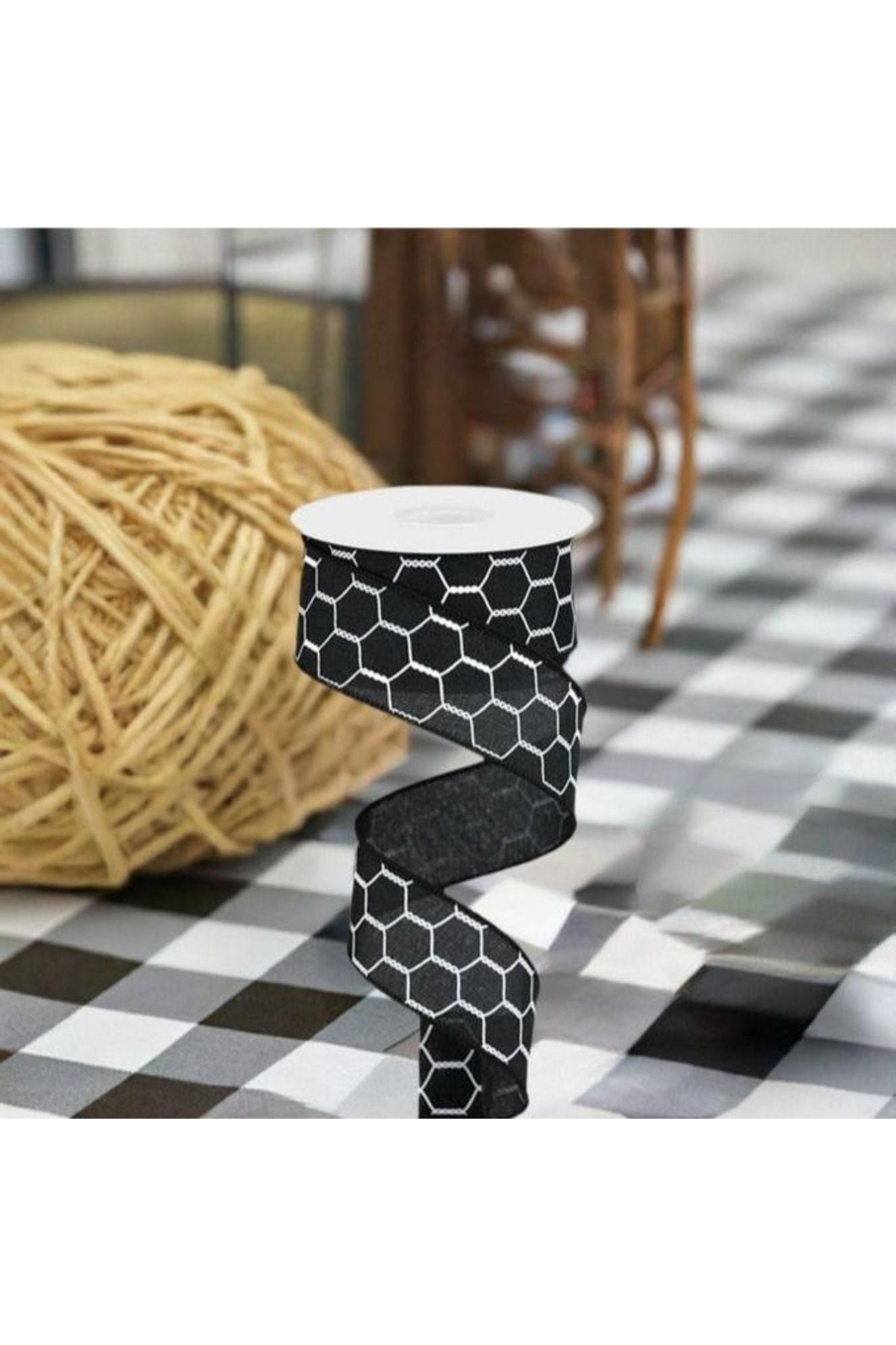 Shop For 1.5" Chicken Wire Royal Ribbon: Black/White (10 Yards) at Michelle's aDOORable Creations