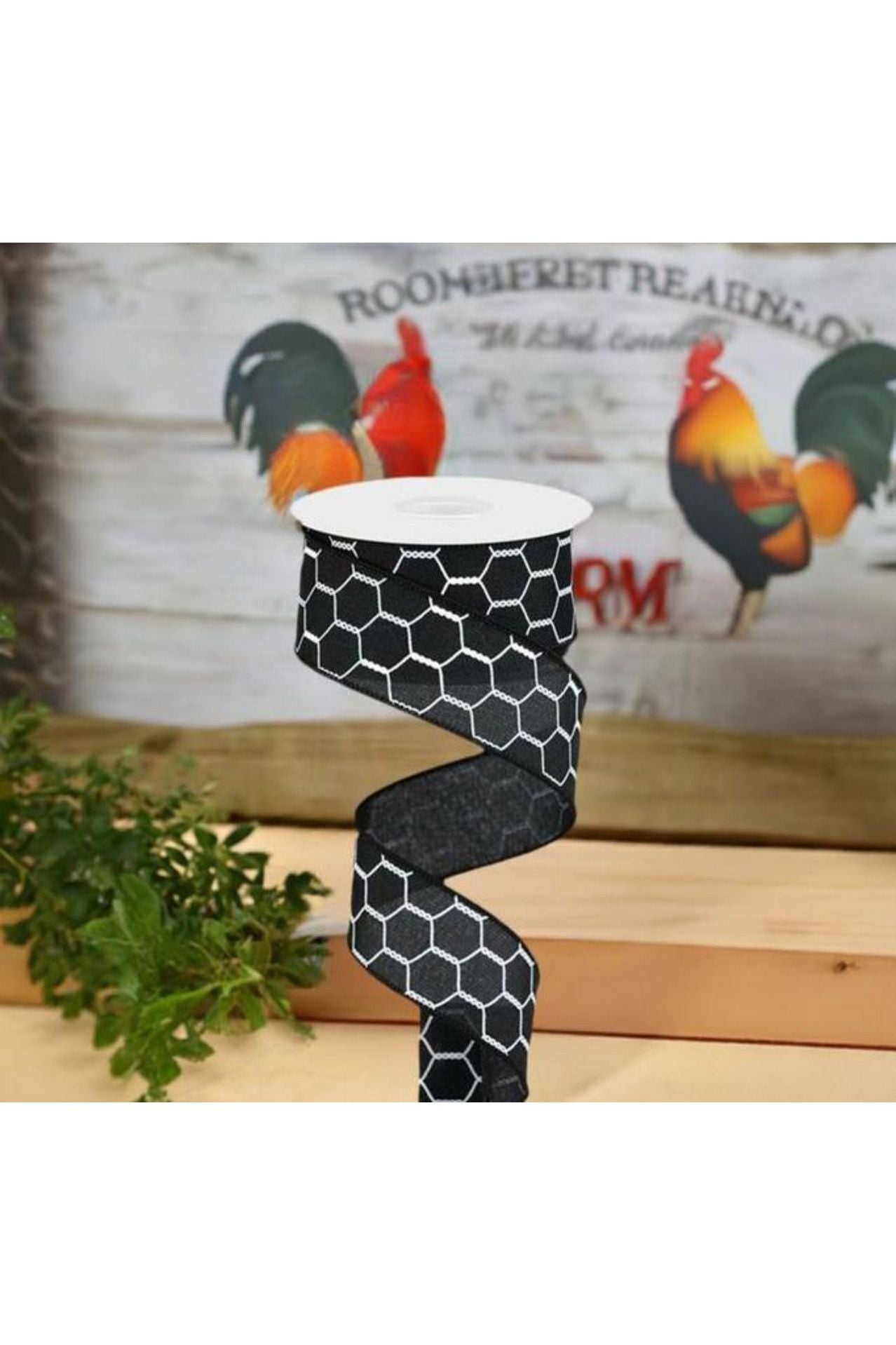 Shop For 1.5" Chicken Wire Royal Ribbon: Black/White (10 Yards) at Michelle's aDOORable Creations