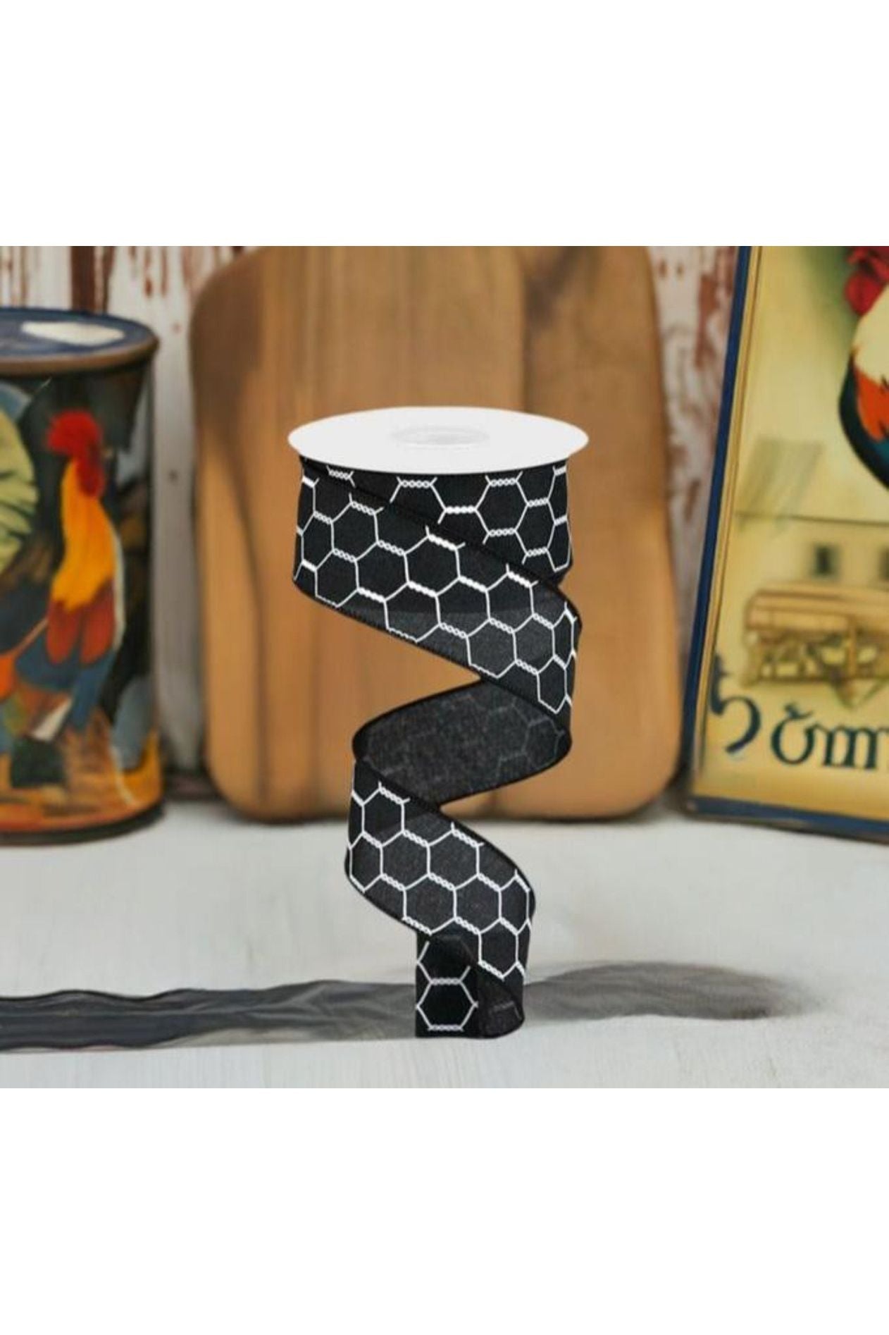 Shop For 1.5" Chicken Wire Royal Ribbon: Black/White (10 Yards) at Michelle's aDOORable Creations