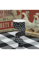 1.5" Chicken Wire Royal Ribbon: Black/White (10 Yards) - Michelle's aDOORable Creations - Wired Edge Ribbon