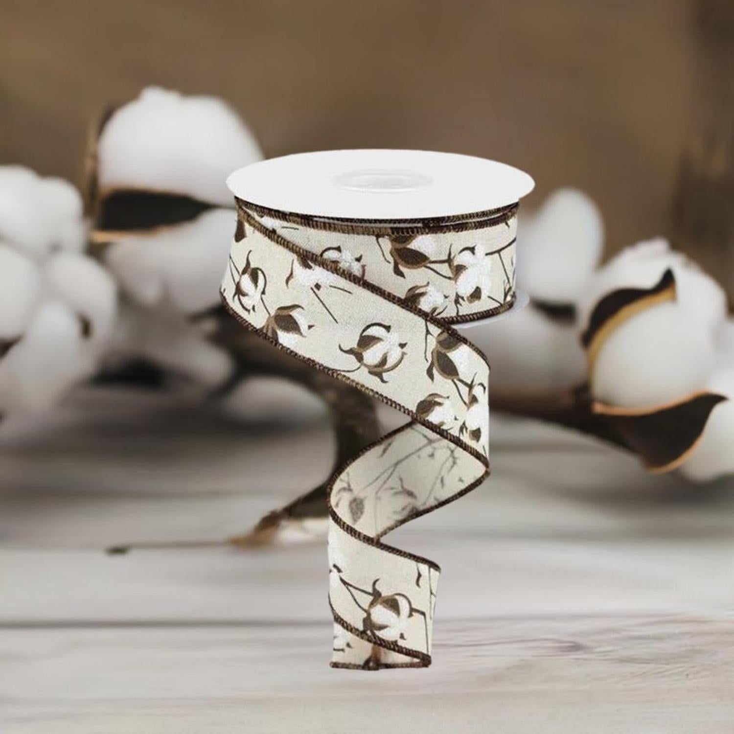 Shop For 1.5" Cotton Pod Ribbon: Cream & White (10 Yards) at Michelle's aDOORable Creations