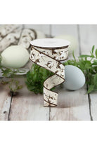 1.5" Cotton Pod Ribbon: Cream & White (10 Yards) - Michelle's aDOORable Creations - Wired Edge Ribbon
