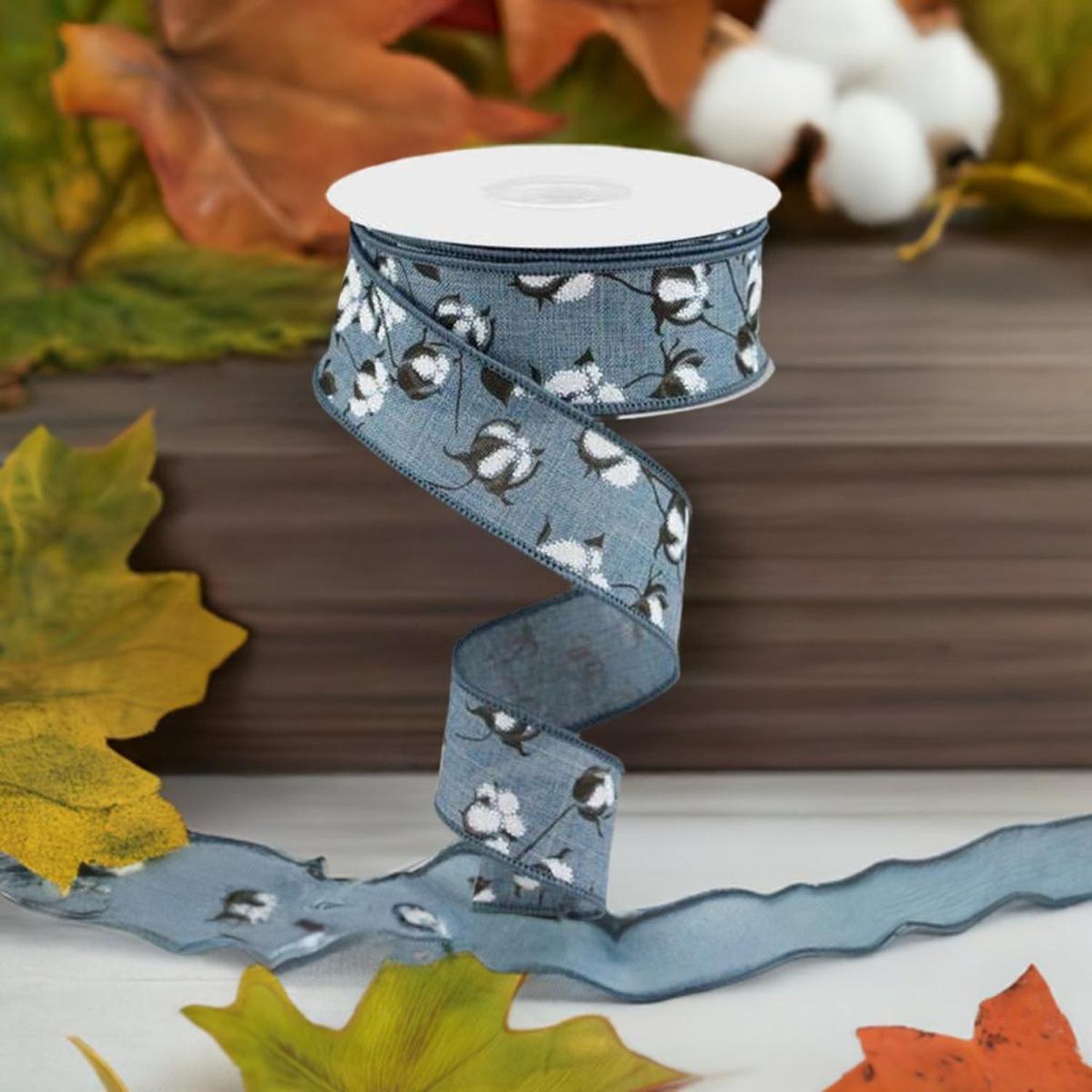 Shop For 1.5" Cotton Pod Ribbon: Faded Denim & White (10 Yards) at Michelle's aDOORable Creations