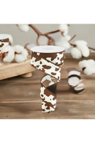 1.5" Cowhide Print Ribbon: Brown & Ivory (10 Yards) - Michelle's aDOORable Creations - Wired Edge Ribbon