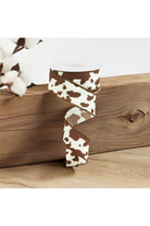 1.5" Cowhide Print Ribbon: Brown & Ivory (10 Yards) - Michelle's aDOORable Creations - Wired Edge Ribbon