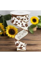 1.5" Cowhide Print Ribbon: Brown & White (10 Yards) - Michelle's aDOORable Creations - Wired Edge Ribbon