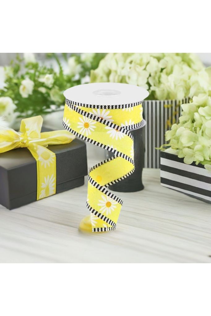 Shop For 1.5" Daisy Stripe Royal Ribbon: Yellow (10 Yards) RGA841429