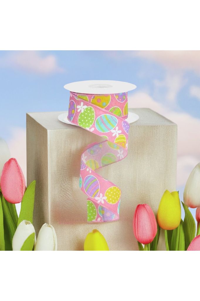 Shop For 1.5" Easter Eggs on Royal Ribbon: Light Pink (10 Yards) at Michelle's aDOORable Creations