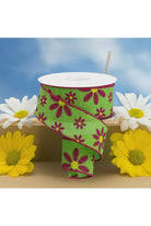 1.5" Embroidered Daisy Ribbon: Lime Green (10 Yards) - Michelle's aDOORable Creations - Wired Edge Ribbon