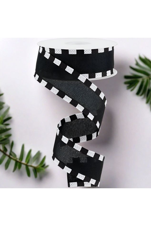 Shop For 1.5" Faux Royal Burlap/Stripe Edge Ribbon: Black (10 Yards) at Michelle's aDOORable Creations