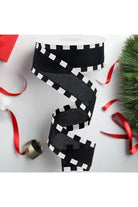 1.5" Faux Royal Burlap/Stripe Edge Ribbon: Black (10 Yards) - Michelle's aDOORable Creations - Wired Edge Ribbon