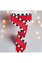 1.5" Faux Royal Burlap/Stripe Edge Ribbon: Red (10 Yards) - Michelle's aDOORable Creations - Wired Edge Ribbon