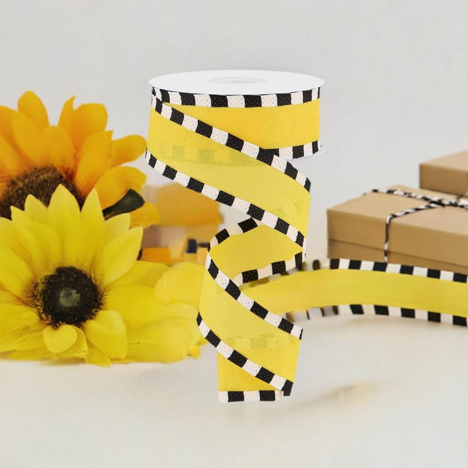 Shop For 1.5" Faux Royal Burlap/Stripe Edge Ribbon: Yellow (10 Yards) at Michelle's aDOORable Creations