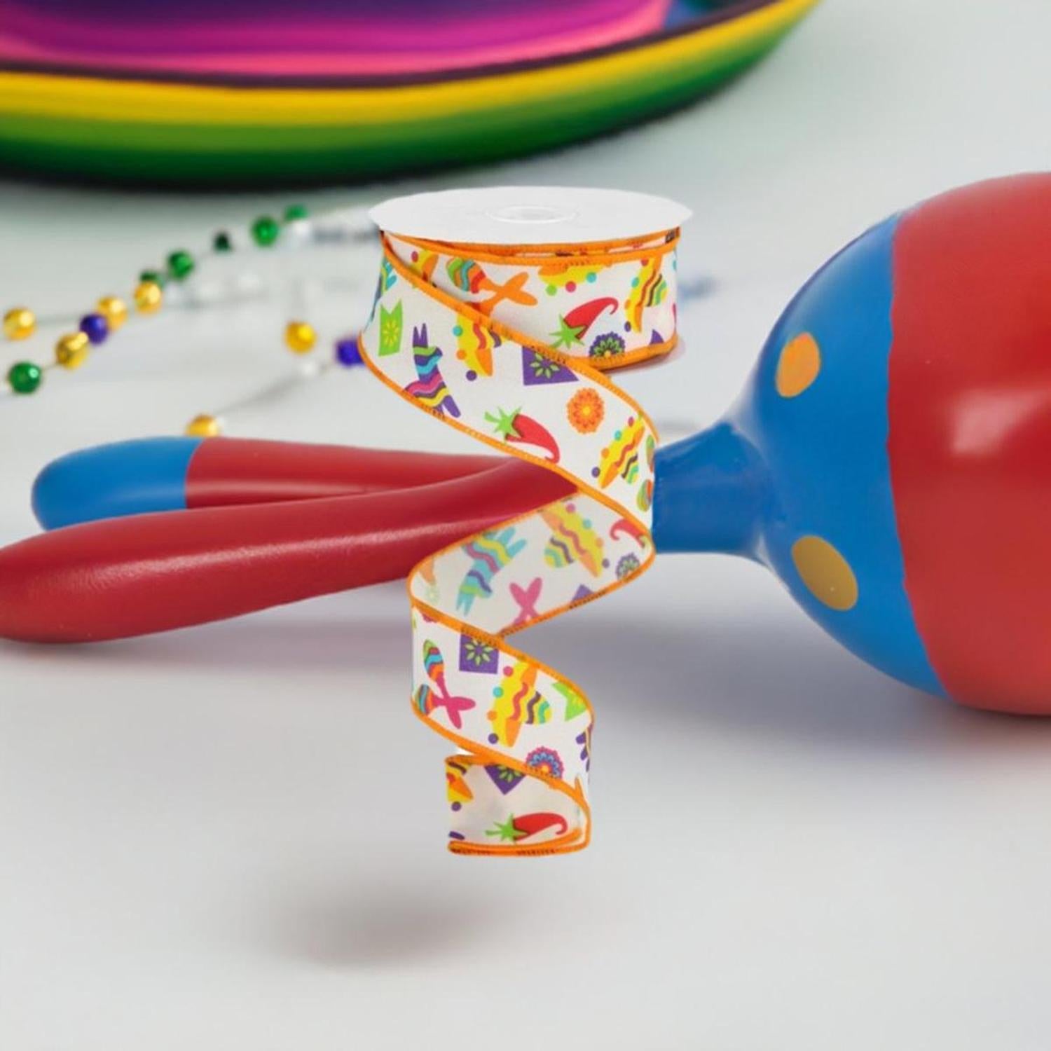 Shop For 1.5" Fiesta Ribbon: Cream (10 Yards) at Michelle's aDOORable Creations