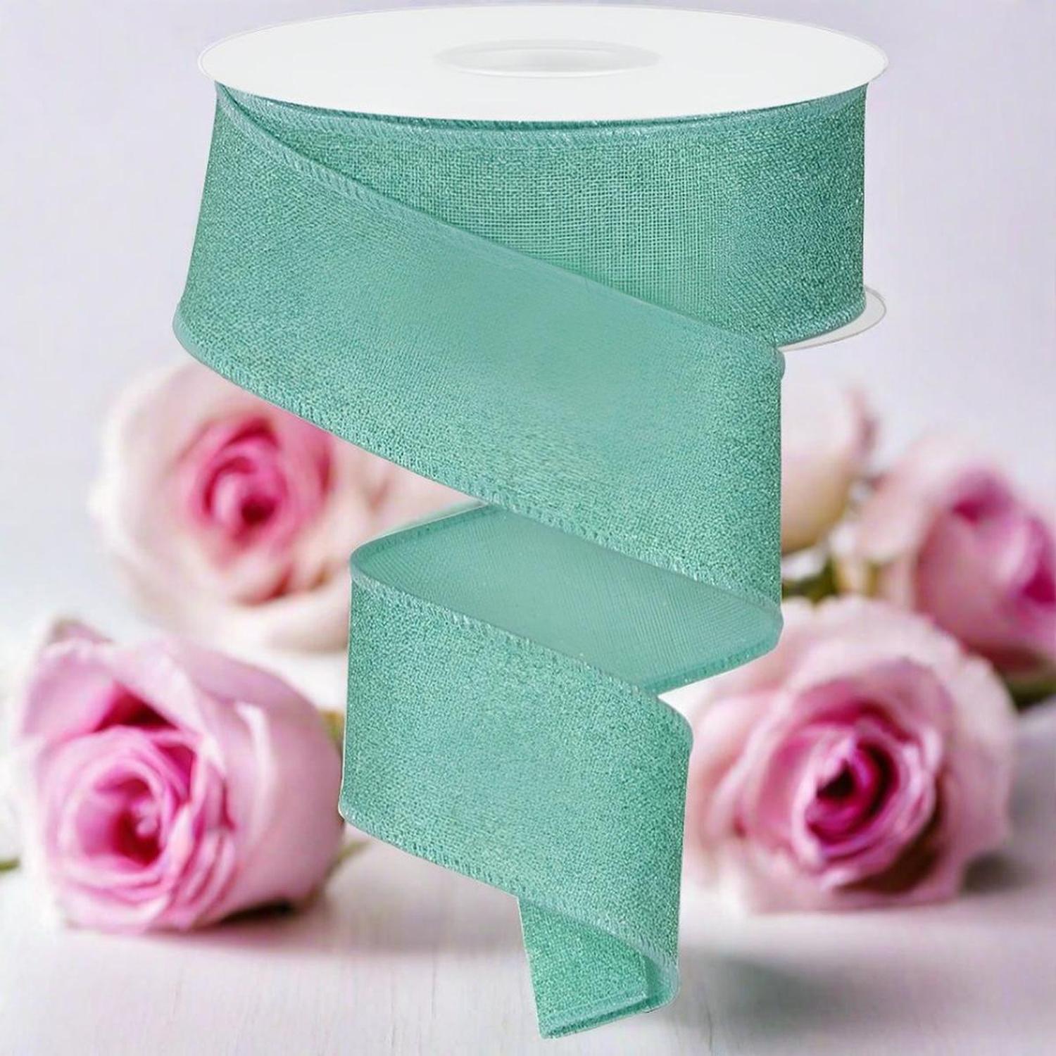 1.5" Fine Glitter on Royal Ribbon: Mint Green (10 Yards)