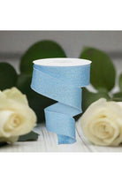 Shop For 1.5" Fine Glitter On Royal Ribbon: Pale Blue (10 Yards) at Michelle's aDOORable Creations