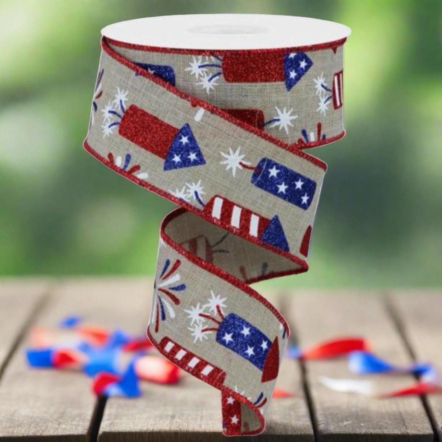 Shop For 1.5" Firecrackers Ribbon: Natural (10 Yards) at Michelle's aDOORable Creations