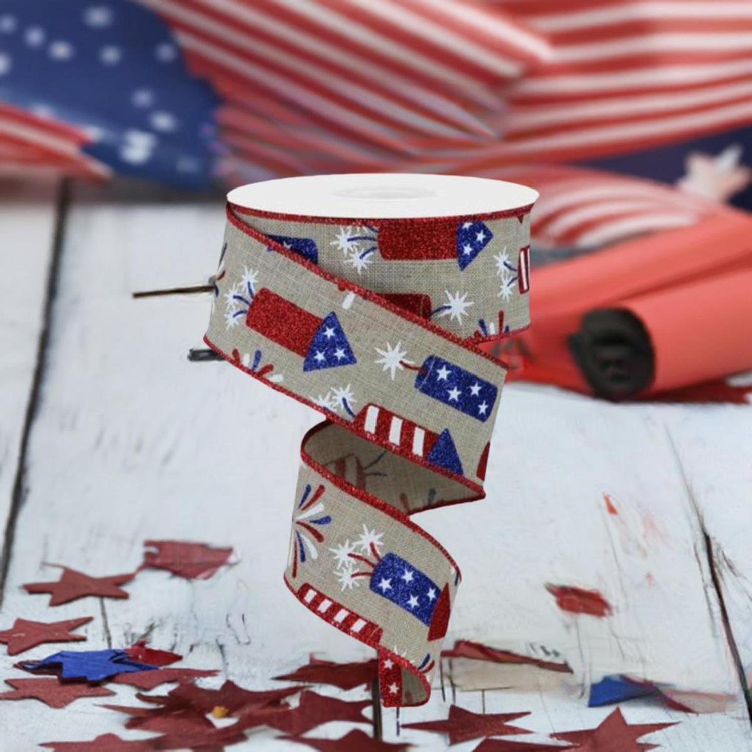 1.5" Firecrackers Ribbon: Natural (10 Yards)