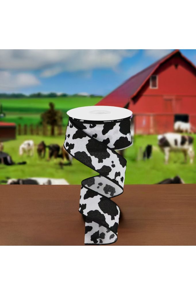Shop For 1.5" Fuzzy Cow Print Ribbon: Black & White (10 Yards) RGB137602