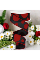 Shop For 1.5" Giant Three Size Polka Dot Ribbon: Black & Red (10 Yards) at Michelle's aDOORable Creations