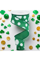 Shop For 1.5" Giant Three Size Polka Dot Ribbon: Emerald Green & White (10 Yards) at Michelle's aDOORable Creations