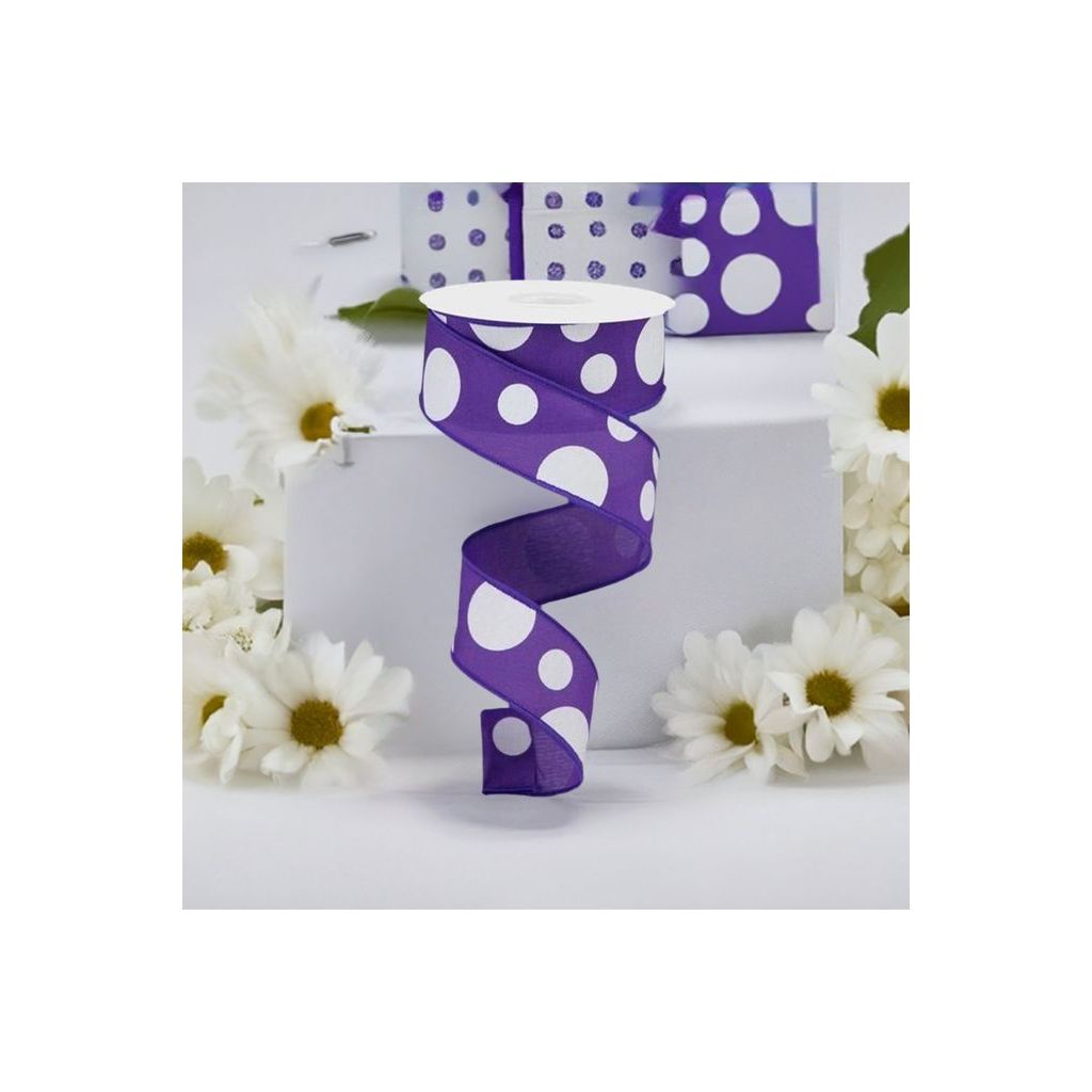 Shop For 1.5" Giant Three Size Polka Dot Ribbon: Purple (10 Yards) at Michelle's aDOORable Creations
