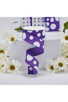 1.5" Giant Three Size Polka Dot Ribbon: Purple (10 Yards) - Michelle's aDOORable Creations - Wired Edge Ribbon