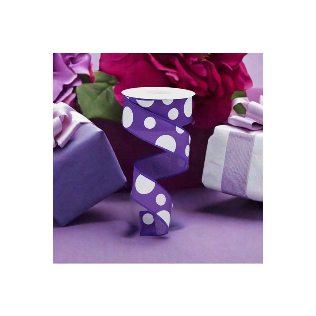 Shop For 1.5" Giant Three Size Polka Dot Ribbon: Purple (10 Yards) at Michelle's aDOORable Creations