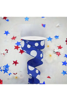 1.5" Giant Three Size Polka Dot Ribbon: Royal Blue & White (10 Yards) - Michelle's aDOORable Creations - Wired Edge Ribbon