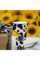 Shop For 1.5" Giant Three Size Polka Dot Ribbon: White/Black (10 Yards) at Michelle's aDOORable Creations