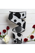 1.5" Giant Three Size Polka Dot Ribbon: White/Black (10 Yards) - Michelle's aDOORable Creations - Wired Edge Ribbon