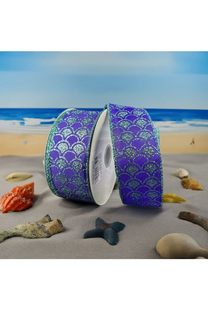 Shop For 1.5" Glitter Fish Scales Ribbon: Purple/Aqua (10 Yards) 42452-09-11