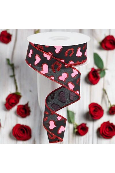 Shop For 1.5" Heart Leopard Spots Ribbon: Black (10 Yard) RGC1894WJ