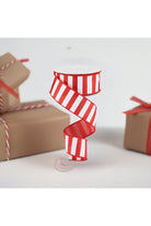 1.5" Medium Horizontal Stripe Ribbon: Red & White (10 Yards) - Michelle's aDOORable Creations - Wired Edge Ribbon