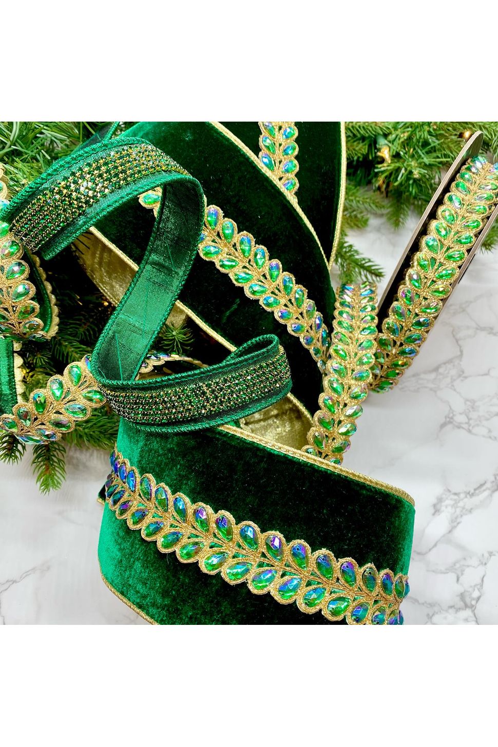 1.5" Metallic Dupion Duchess Jewel Ribbon: Emerald (10 Yards) - Michelle's aDOORable Creations - Wired Edge Ribbon
