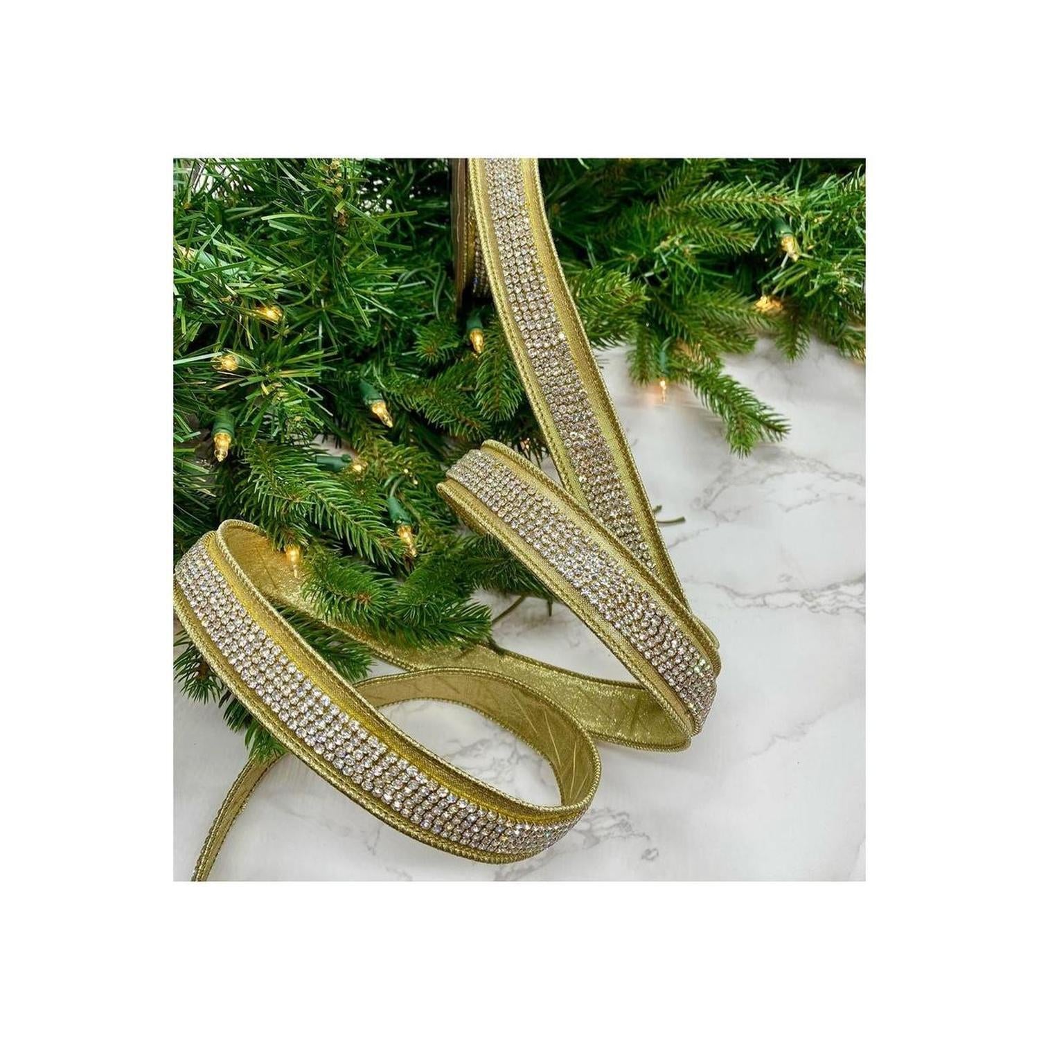 1" Metallic Dupion Duchess Jewel Ribbon: Gold (5 Yards)