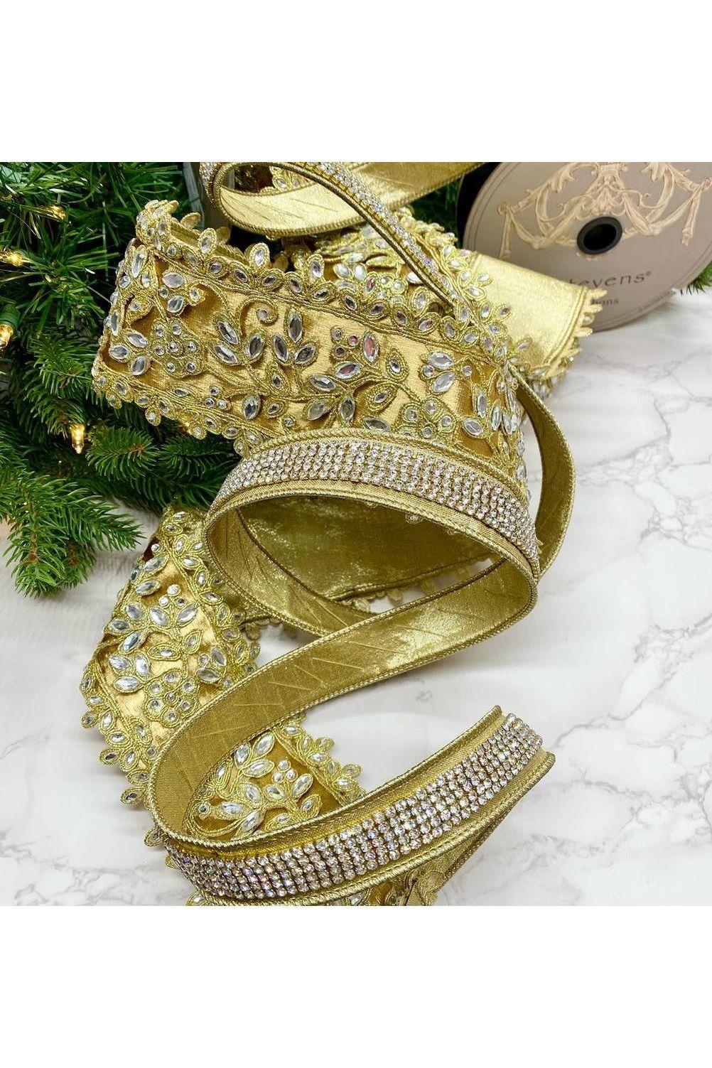 Shop For 1.5" Metallic Dupion Duchess Jewel Ribbon: Gold (10 Yards) at Michelle's aDOORable Creations